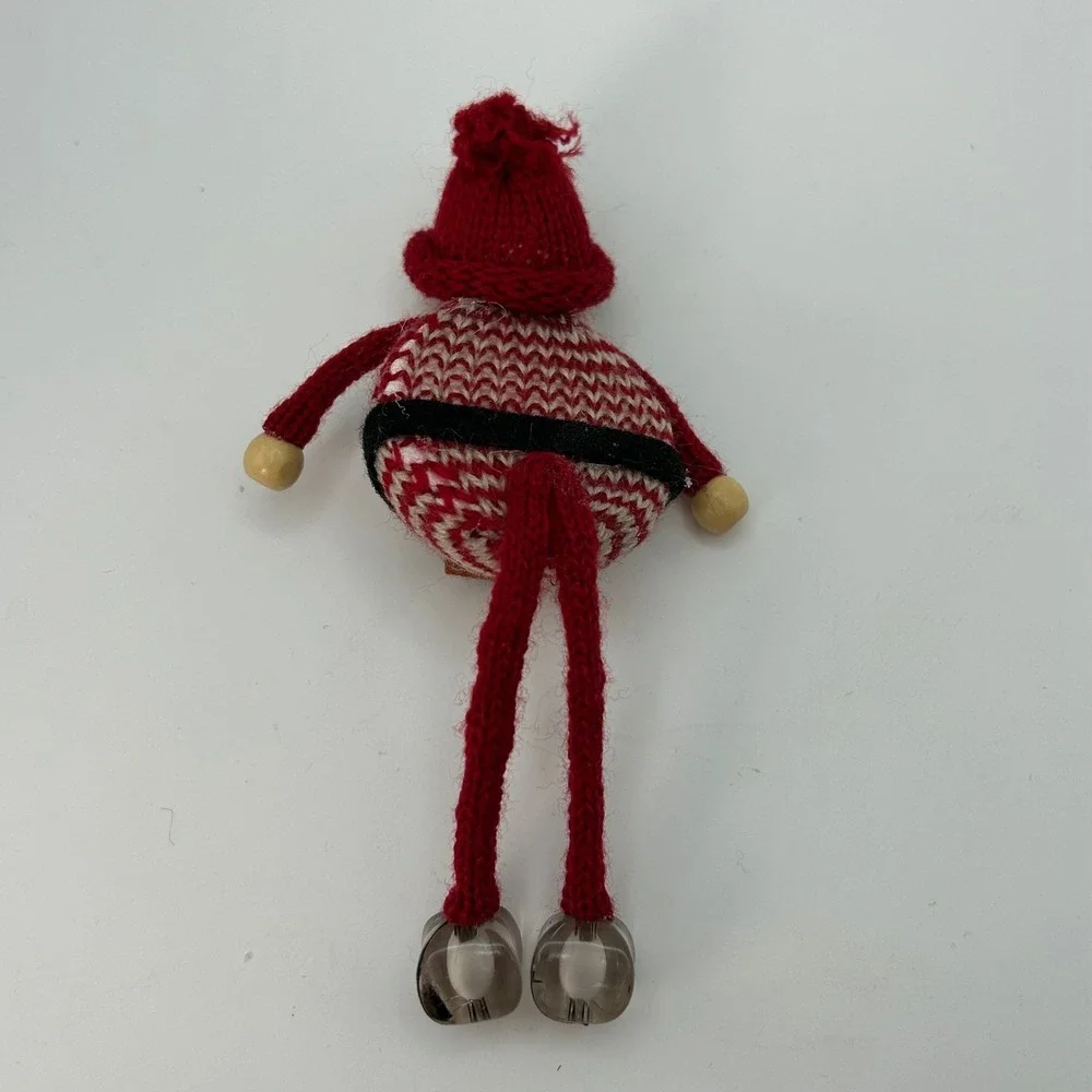 Set of 3 Shelf Sitting Swedish Christmas‎ Gnomes Knit Hanging Legs Beaded Feet